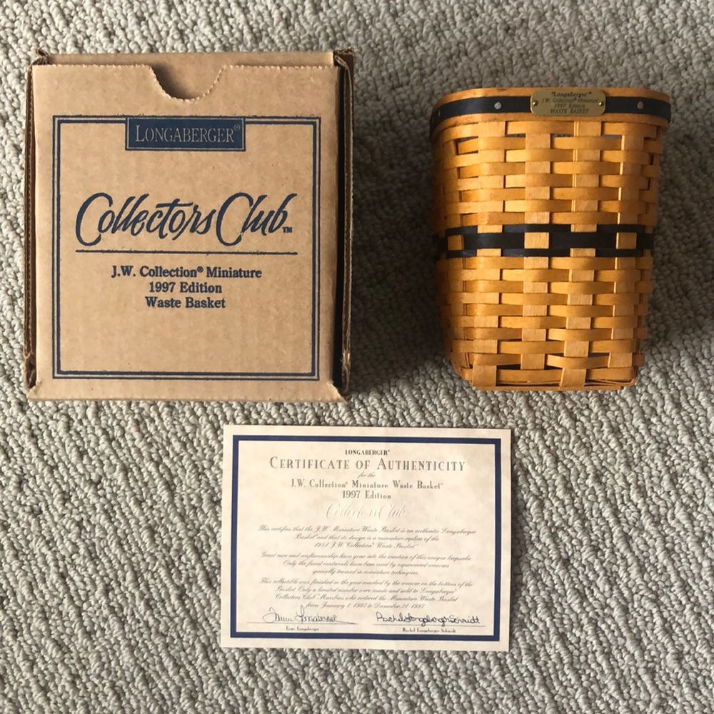 Longaberger Collectors Club 1997 mini Waste Basket